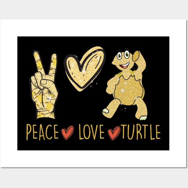 Peace Love Turtle Costume Gift Wall Art by Ohooha